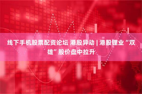 线下手机股票配资论坛 港股异动 | 港股锂业“双雄”股价盘中拉升